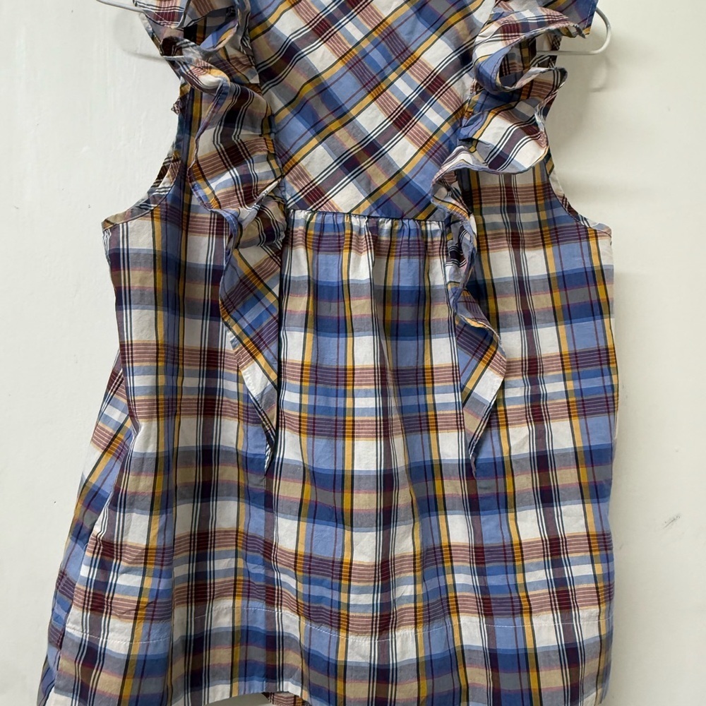 J. Crew Multicolor Plaid Ruffle Blouse - Picture 12 of 13